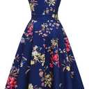 DRESSTELLS Women's Cocktail Dresses, Formal Wedding Guest Modest Church Vintage Tea Party Midi Evening Dress (L)