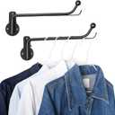 Mkono Wall Mounted Drying Rack Laundry Clothes Hanger with Swing Arm Space Saving Metal Hanging Valet Rod for Laundry Closet Organizer Bathroom Bedroom, 2 Pack, Black