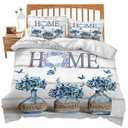 Skull Theme 3 Pieces Duvet Cover Comforter Set with 2 Pillowcase Queen Size Gothic Colorful Bed Sheet Quilt Bedroom Bedding for Lover Kids, Blue