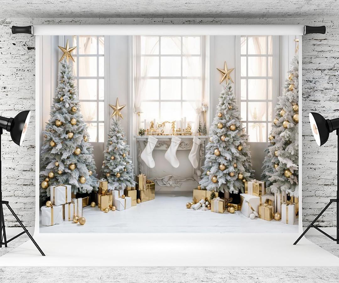 Kate 7×5ft Winter Christmas Background Photography Christmas Tree Gifts Bright Window Xmas Decoration Background Studio Prop Photography Video