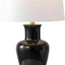 JONATHAN Y Julian Classic Ceramic Urn Metal LED Table Lamp 29", Black