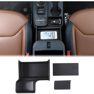 Aunginsy Center Console Storage Box Compatible with Ford Maverick 2022-2024 Pickup Truck Central Control Organizer Tray Front Armrest Storage Accessory Container Insert Tray with Mat ABS Accessories