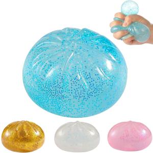 Glitter Dumpling Squishy, Viral Squishy Dumpling Mystery Box, Bao Bun Squeeze Toy,Stress Relief Fidget Toys (Blue)