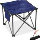 FUNDANGO Folding Camping Stool, 18.1 Inch Oversized Foot Stools 400 Lbs Heavy Duty Portable Padded Seat Anti-Slip Foots & Carry Bag for Fishing Outdoor Lawn Travel (Blue)