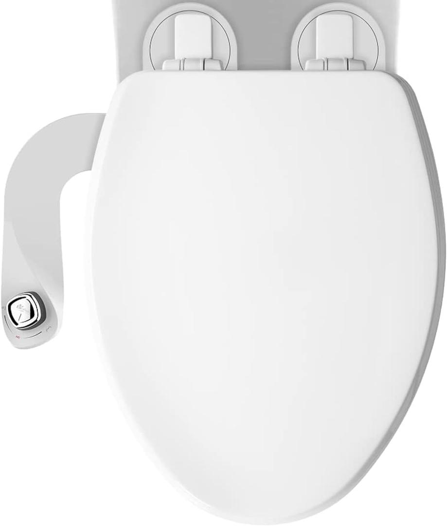 Mayfair Cassel Bidet Bundle, Slow-Close Never Loosen Toilet Seat with Perfect Fit, Fresh Water Spray, Non-Electric, Easy to Install Bidet, ELONGATED, White