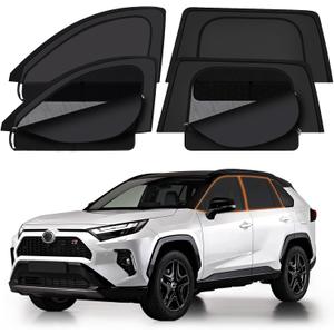 XCBYT RAV4 Window Sunshades for 2019-2025, Dual Layer Car Window Covers with Breathable Mesh & Blackout Cloth, 99% UV Protection Privacy Curtains for Car Camping, Sleeping & Rest (4 PCS)