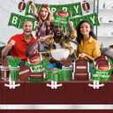 Football Birthday Party Decorations Football Plates Napkins Tablecloth Banner Football Party Supplies Tableware Set for Football Game Day Tailgate Party Decorations, Serve 25