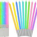 BBTO 100 Count Rainbow Birthday Candles Bulk Long Thin Colorful Pastel Cake Cupcake Candles Set for Birthday Party Wedding Cake Decorations Supplies