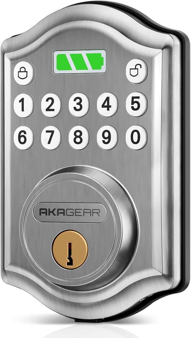 Keyless Entry Door Lock with Keypad - Smart Deadbolt for Front Door with 2 Keys - Auto Lock - Easy Installation - DS10 Mini (Satin Nickel)