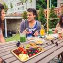 BADIABO Charcuterie Board with Clear Locking Lid, Travel Portable Cheese Board Set, Bamboo Cutting Boards for Kitchen, House Warming Gifts New Home, Gifts for Women (White - 1 Compartments)