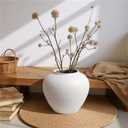 Rustic Matte Ceramic Vase for Home Decor, 7.48 Inch Farmhouse Minimalist White Round Vase for Flowers, Living Room, Kitchen, Table, Entryway, Decorative Pottery Vases for Centerpiece, Bedroom