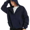 FAIABLE Hoodies for Men Oversized Half Zip Pullover Fleece Sweatshirts Heavyweight Sweater Hoodies Fall Winter Fashion Outfits Streetwear Clothes, Navy XL