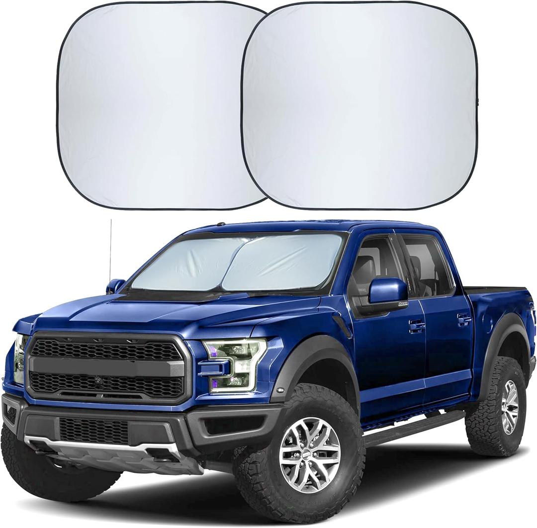 EcoNour Truck Windshield Sun Shade, Foldable Front Windshield Sunshade for Pickup Truck, Heat & UV Protection, Premium Reflective Dual-Layer Design Large (32.5" x 36")