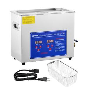 VEVOR 6L Commercial Sonic Cleaner, 40kHz Professional Cleaning Machine with Digital Timer & Heater, 110V - Ideal for Watches, Instruments, and Industrial Parts, FCC/CE/RoHS Certified