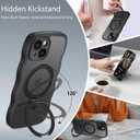 BENTOBEN Magnetic for iPhone 15 Case with Invisible Stand, [Curly Wave Edge] [Compatible with Mag-Safe] Slim Translucent Matte Shockproof Protective Cover Case for iPhone 15 6.1", Black