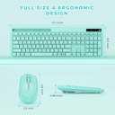 Wireless Keyboard and Mouse for MacBook, Vivefox Teal Wireless Keyboard with Phone Holder, USB A & Type C Receivr, Full-Size Combo for Mac, MacBook/Air/Pro Windows PC Computer, Mint Green