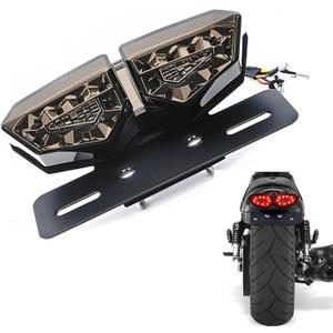 Motorcycle Tail Light, Motorcycle Integrated Brake Tail&Turn Signal Light with License Plate Bracket for Harley, Honda, Yamaha, Suzuki, Motorbikes, ATVsBlack