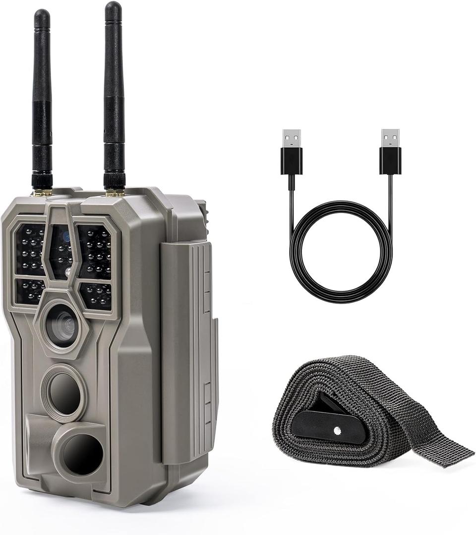 GardePro E8 2.0 WiFi Trail Camera (NonCellular), 4K Video & 64MP Photo, 165ft LongRange Dual Antennas, Live View, NoGlow IR Night Vision, Motion Detection