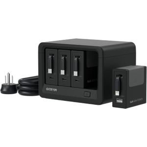 Gitryin 12-in-1 Desktop Charging Station with 3 Retractable Type-C Chargers and 1 Lightning Charger, 160W USB-C Charging Hub with 33.5in Cable, 4 AC, 1 USB A Port, 3 USB C Ports
