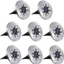 Aogist Outdoor Solar Ground Lights, 8 LED Waterproof Garden Disk Lights In-Ground Landscape Lighting for Lawn Patio Pathway Yard Deck Walkway (White, 8 Pack)
