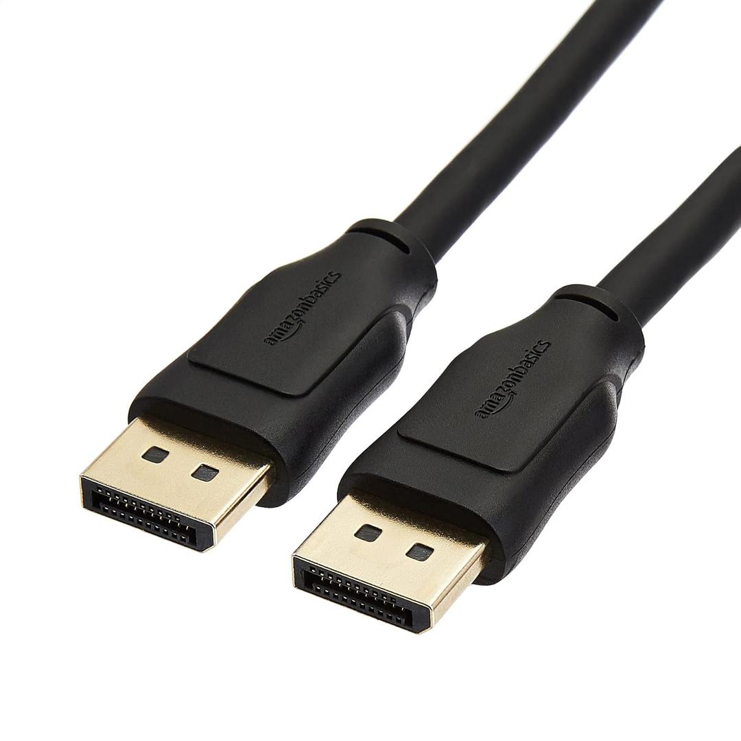 Amazon Basics DisplayPort 1.4 Cable, 8K@60Hz, 4K@120Hz, 32.4Gbps High-Speed, HBR3, Dynamic HDR and 3D, Gold-Plated Plugs, 10 Foot, Black