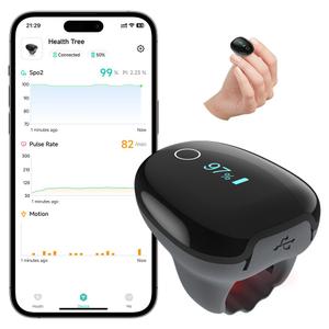 Pulse Oximeter O2 Ring Oxygen Monitor Blood Oxygen Saturation Continuous Recording of SpO2&PR Rechargeable Pulse Ox continuous pulse oximeter with Bundle APP Provides Report
