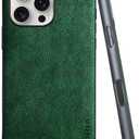 for iPhone 16 Pro Max Case Premium PU Leather Cover Retro Design Full Protective Phone Case 5G (Green, for iPhone 16 Pro Max)