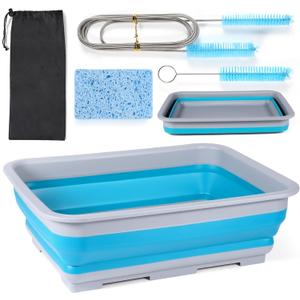 CPAP Cleaning kit Hose and Mask Brush with Collapsible Wash Basin TubSponge and Storage Hag6.9ft Extra Long Hose Brush, Compatible with 15mm and 22mm HosesBlue