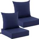 Outdoor Cushions for Patio Furniture, Outdoor Seat Cushion Set 24 x 24 x 5.75 in, Waterproof & Fade Resistant Outdoor Chair Cushions, Patio Cushion with Removable Cover, Set of 2, Navy Blue, 24*24+5.75/25*22.5"
