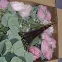 Peonies Artificial Flowers Bulk, 12 Bundles Fake Silk Peonies Faux Eucalyptus Bouquet Realistic Peony Floral Arrangement for Wedding Table Centerpiece Vase Decor (Dusty Pink)