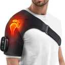 Cordless Shoulder Heating Pad, Heated Shoulder Wrap with Massage, Heated Shoulder Brace, Shoulder Massager for Pain Relief Deep Tissue (Black)