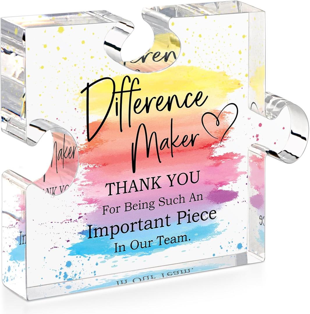 Difference Maker Gift Appreciation Gifts for Leader Boss Employee Coworker Teacher Staff Mentor Coach Manager Appreciation Thank You Gifts Coworker Gifts Office Gifts Retirement Gifts Acrylic Puzzle