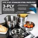 Viking 3-Ply Stainless Steel Pasta Pot with Lid, 8 Quart, 4 Piece Multipot Kitchen Cookware, Includes Pasta Insert and Steamer Basket, Dishwasher and Oven Safe, Induction Ready, Silver