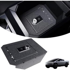 Fazil Fingerprint Center Console Safe Lock Box for Telsa Cybertruck 2024 2025,Carbon Steel Pickup Gun Safe Vault Console Storage Interior Organizer for Cybertruck Accessories