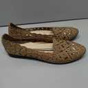 BABUDOG Womens Flats,Black and White Dress Flats with Flower Eyelets,Breathable Ballet Flats (10, Brown)