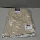 IZOD Juniors Uniform Bermuda Shorts, Skinny Style with Hook & Eye Closure, Stretch Twill Fabric (11, Khaki)