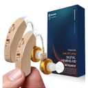 Hearing Aids, Hearing Amplifier for Seniors, Hearing Aids Amplifier with Noise Canceling for Adults Hearing Loss, Invisible Hearing Amplifier 2 Pack Hearing Aids