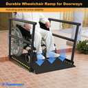 Ruedamann 36" L x 36" W Aluminum Wheelchair Ramp with Handrails, Non-Slip | Extra-Wide Platform, Dual Handrails, Ground Pins Included, For Home Steps & Doorways, Black