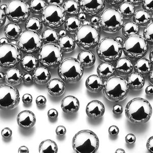 Junkin 300 Pcs Vase Filler Faux Pearls Vase Makeup Beads Bulk No Hole Gloss Pearl Beads Mixed Sizes Round Pearls for Wedding Home Table Birthday Decoration, 8/14/20 mm (Silver)