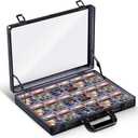 Trade Show Display Case Table Top Portable Aluminum Sports Card Display Case Frame with Clear Acrylic Showcase with Locks for Jewelry Craft Collector Shows (16"x12", Black)