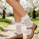 Avidlove Lace Ruffle Frilly Socks for Women - Fashion Ladies Princess Lace Ankle Socks (White)