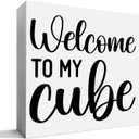 Funny Office Cubicle Desk Decor Wooden Sign, Funny Office Decoration for Work Women Men, Gifts for Coworker Colleague Boss, Welcome To My Cube