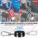 House Flag Pole, REERON 5 FT Metal Spinning Flag Poles Kit, 1" Tangle Free Stainless Steel Flagpole with 360 Flagpole Rings for Outside House Porch Residential Wall Mount for 3x5 Flag,Without Bracket