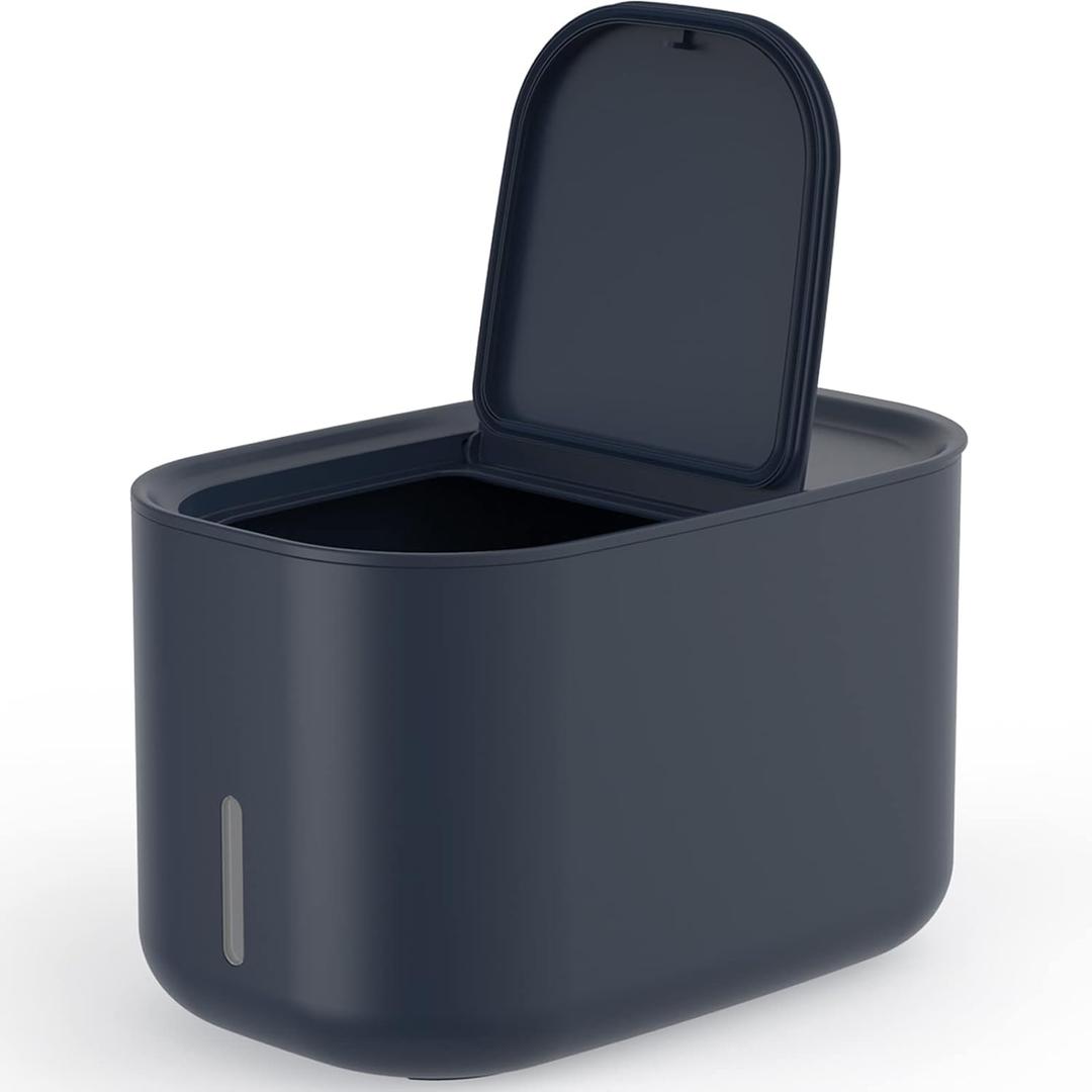 Zuutii Rice Storage Container,Food Container, Dry Food Storage, 7.2lbs Pet Food Dispenser, 11lbs Large Storage Bin with Lid,Silicone Ring & Moisture Proof, for Grain Cereal Soybean Corn, Dark Gray