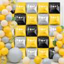 30PCS Double Sided Square Foil Balloons Wall,19 Inches Chrome Foil Balloons Tunnel Arch Garland Kit for Birthday,Anniversary,Wedding,Graduation Party Background Graduation Party Decoration (Gold Silver and Gold Black)
