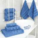 American Soft Linen Luxury 6 Piece Towel Set, 2 Bath Towels 2 Hand Towel 2 Washcloths, 600 GSM 100% Cotton Turkish Towels for Bathroom, Electric Blue Towel Sets