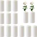 12 Pack Composite Plastic Flower Vase Bulk, 7.9" Plastic Vases for Centerpieces, White Unbreakable Vase for Centerpieces Wedding Home Table Decorations Formal Dinners