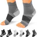 Plantar Fasciitis Sock (6 Pairs) for Men and Women, Compression Foot Sleeves with Arch and Ankle Support (Black, Gray, White, Medium)