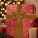 2 x 12 Pcs Velvet Bows for Christmas Tree -5.2 X 10.2 Inch Vintage Ribbon Bows Ornaments for Tree Garland Wreath, Gift Wrapping, Xmas Decorations, Brown