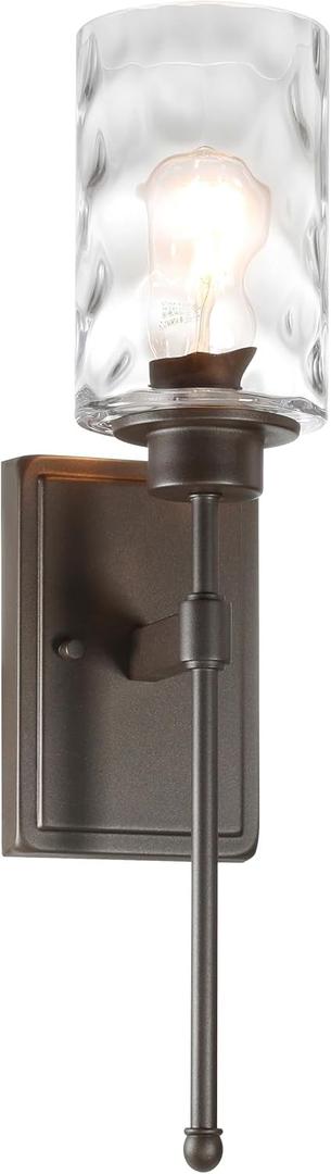XiNBEi Lighting Wall Light 1 Light Wall Sconce with Glass, Classic Bathroom Vanity Light Dark Bronze Finish for Bedroom & Living Room XB-W1227-DB